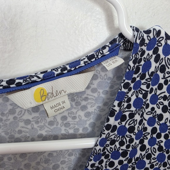 Boden Blue White Floral Jersey Estella Wide Leg Cute Cropped Jumpsuit Size 8 - Picture 4 of 9